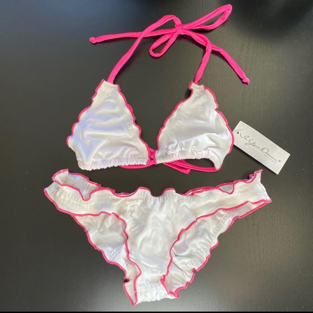 White/Hot Pink Bikini Set